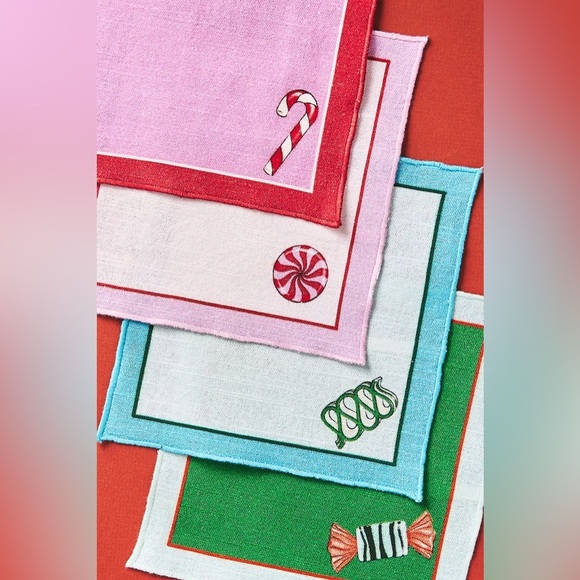 Anthropologie BonBon Cocktail Napkins, Set of 4 New 6" square - Picture 2 of 2